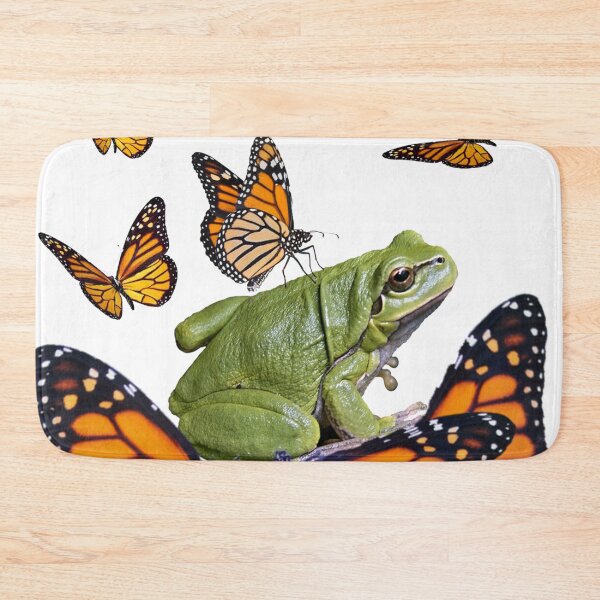 Item preview, MONARCH BUTERFLIES ABSTRACT GREEN FROG ART designed and sold by sharlesart.