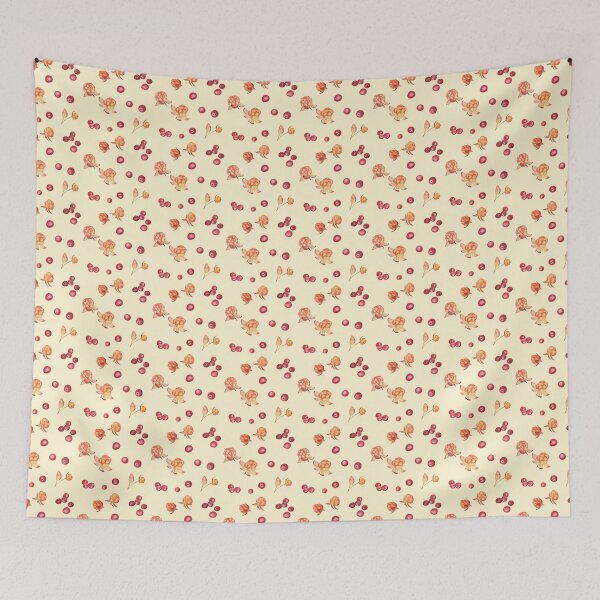 Item preview, Cloudberry and cranberry watercolor pattern on yellow designed and sold by Flowersforbear.