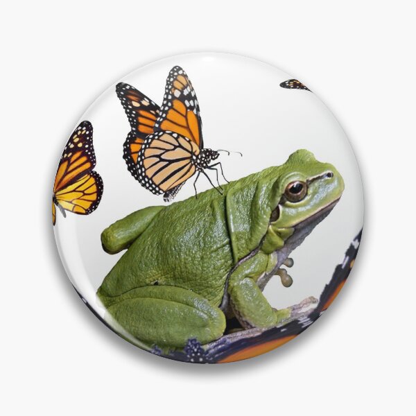 Item preview, MONARCH BUTERFLIES ABSTRACT GREEN FROG ART designed and sold by sharlesart.