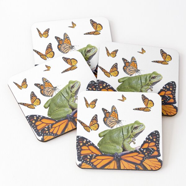 Item preview, MONARCH BUTERFLIES ABSTRACT GREEN FROG ART designed and sold by sharlesart.