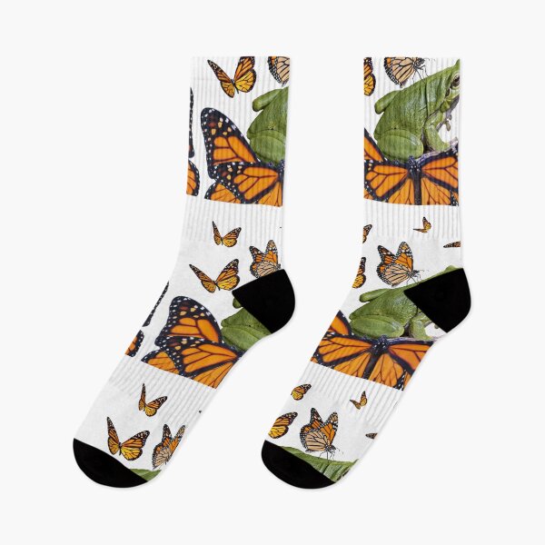 Item preview, MONARCH BUTERFLIES ABSTRACT GREEN FROG ART designed and sold by sharlesart.