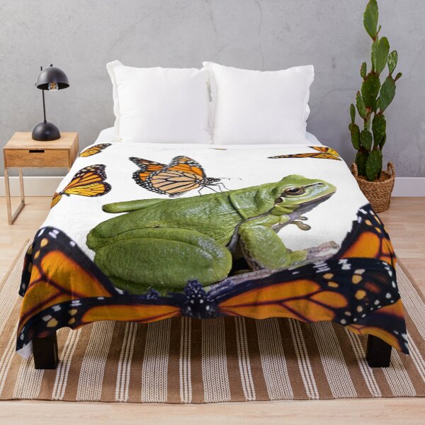 Item preview, MONARCH BUTERFLIES ABSTRACT GREEN FROG ART designed and sold by sharlesart.