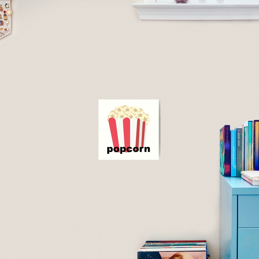 "Popcorn emoji with text" Art Print for Sale by ScrappyDesigns