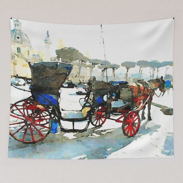 Item preview, Roma: horse-drawn carriages stopped designed and sold by Giuseppe Cocco.