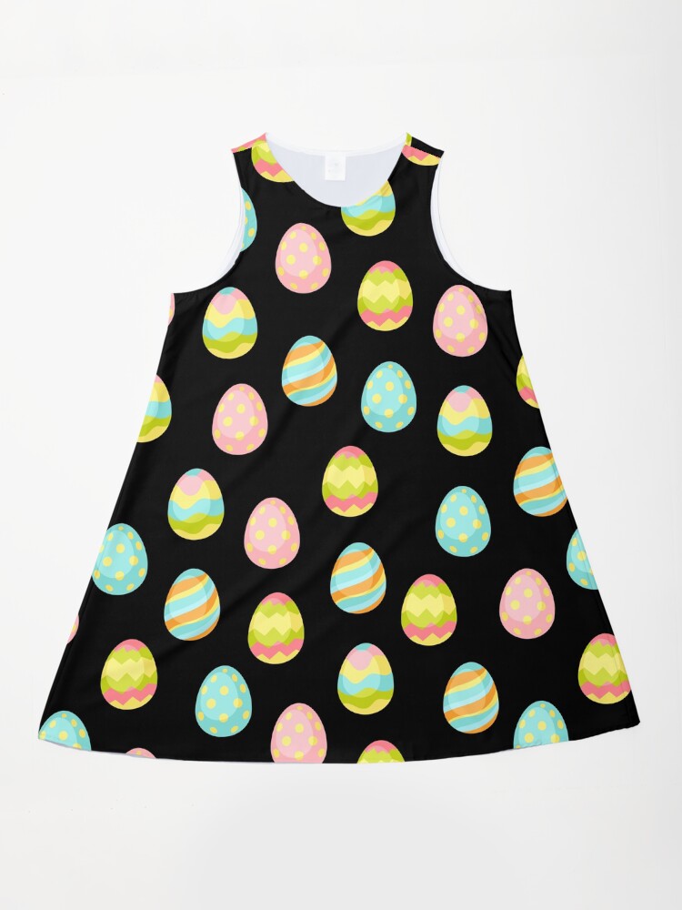 Easter Eggs Black Easter Bunny A-Line Dress
