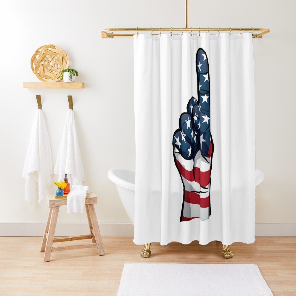 USA One Patriotic Hand in Red, White and Blue Stars and Stripes Shower Curtain