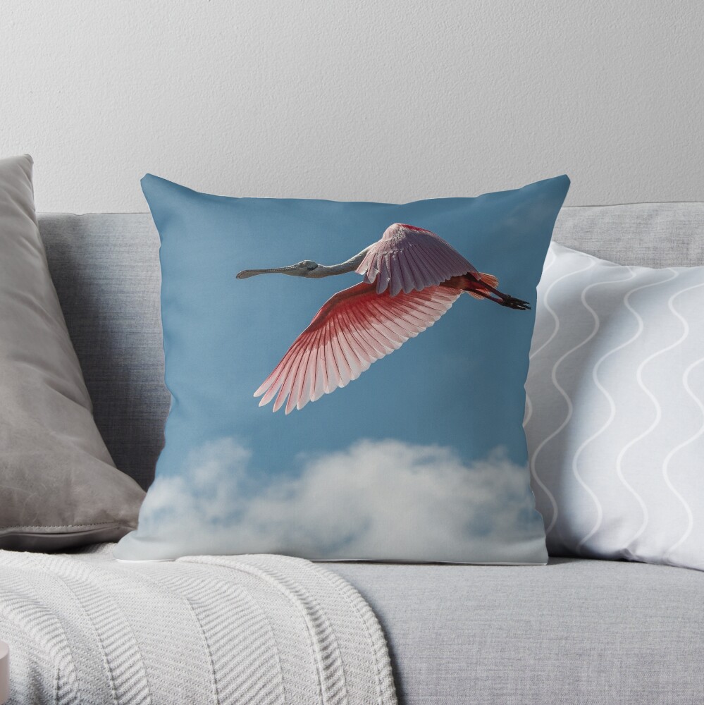 Roseate Spoonbill Throw Pillow, Designer Pillows