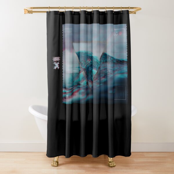 Glitch Art Record Big Wave Surfing Hawaii Shower Curtain