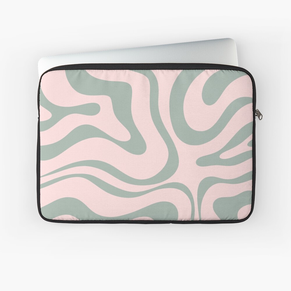 Modern Retro Liquid Swirl Abstract Pattern in Pale Pink and Sage Green iPhone Case