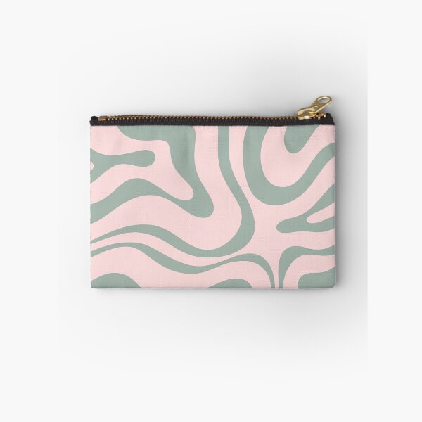 Item preview, Modern Retro Liquid Swirl Abstract Pattern in Pale Pink and Sage Green designed and sold by kierkegaard.