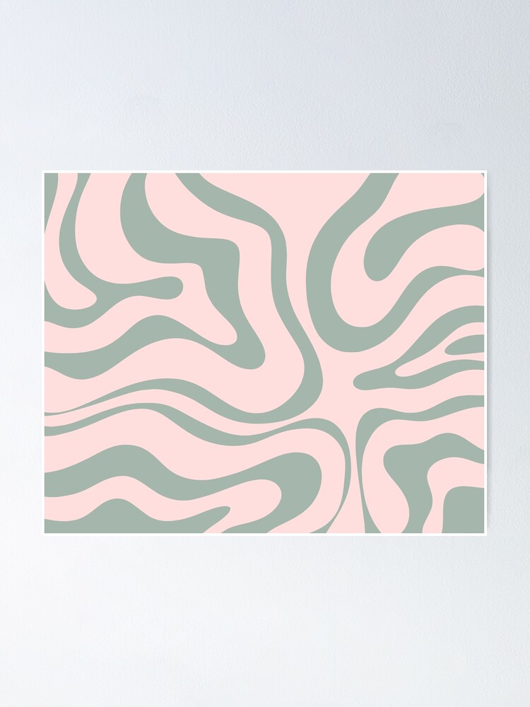 Liquid Swirl Retro Abstract Pattern In Pink And Bright Green Poster, Aesthetic Pink And Green Wallpaper