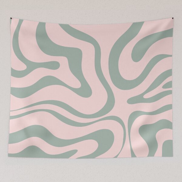Item preview, Modern Retro Liquid Swirl Abstract Pattern in Pale Pink and Sage Green designed and sold by kierkegaard.