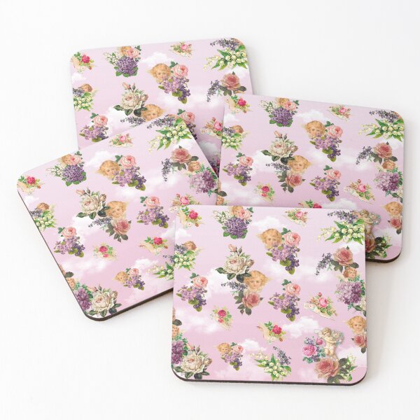 Item preview, cherub rose garden pink background designed and sold by Vivien Merveilles.