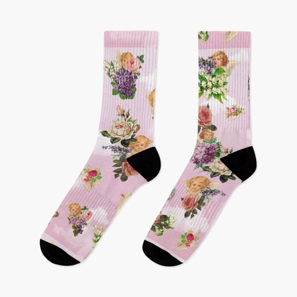 Item preview, cherub rose garden pink background designed and sold by Vivien Merveilles.