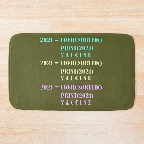 Item preview, The code text 2021 = COVID.SORTED PRINT(2021) VACCINE text on the dark green backgound designed and sold by IraNiva.