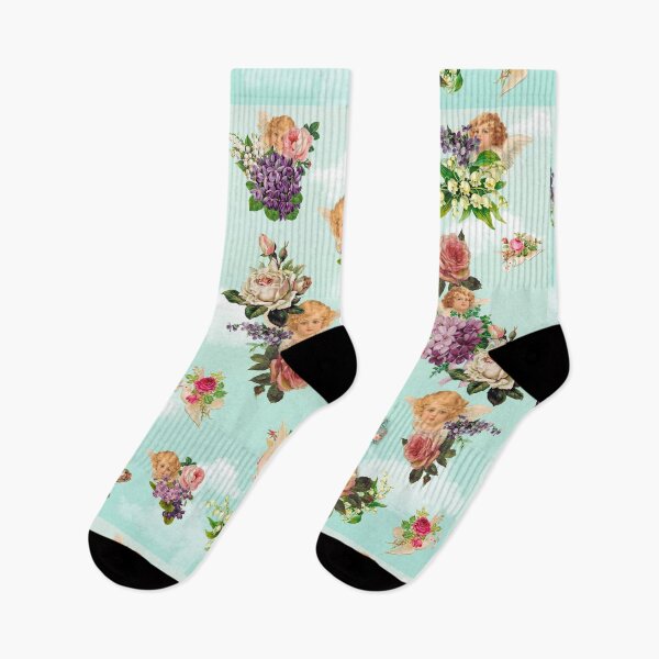 Item preview, cherub rose garden mint background designed and sold by Vivien Merveilles.