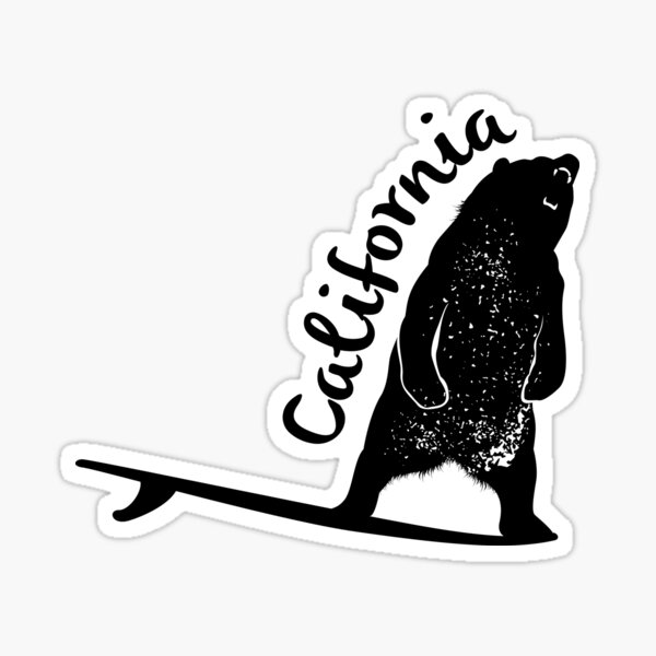 Cali Surfer Bear Sticker