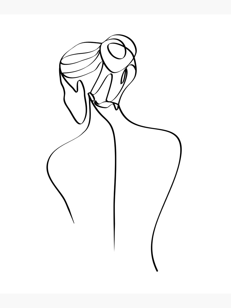 "Woman Line Drawing" Mounted Print by Tinteria | Redbubble