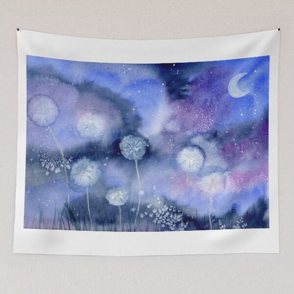Item preview, Dandelion at Night Dreamy Nature Landscape designed and sold by Sandra Connelly.