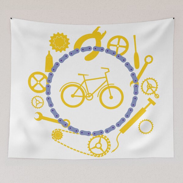 Item preview, Bike surrounded by chain and bicycle tools designed and sold by shushunya13.