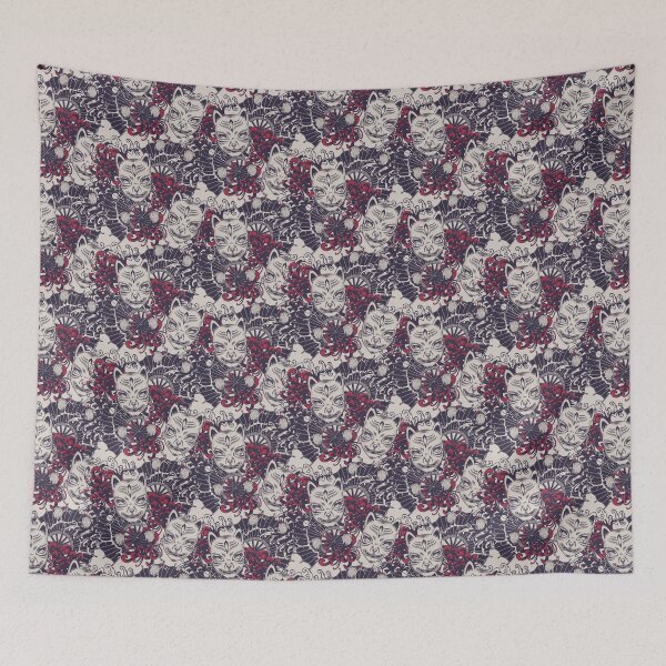Item preview, Seamless pattern with a kitsune mask on the japanese theme designed and sold by NajoFashions.