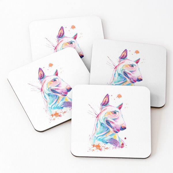 Item preview, Colorful Bull Terrier Watercolor Portrait designed and sold by HappyNoireArt.