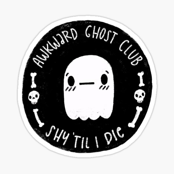 Awkward Ghost Club Black Sticker