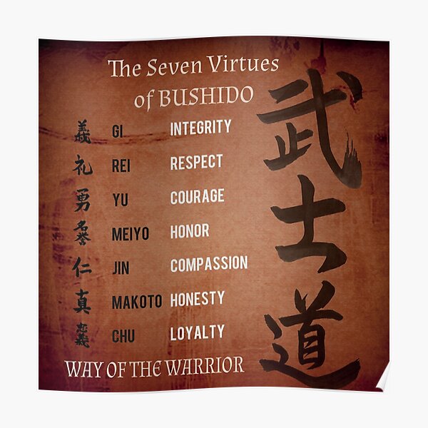 "BUSHIDO Seven Virtues" Poster For Sale By Mwagie | Redbubble