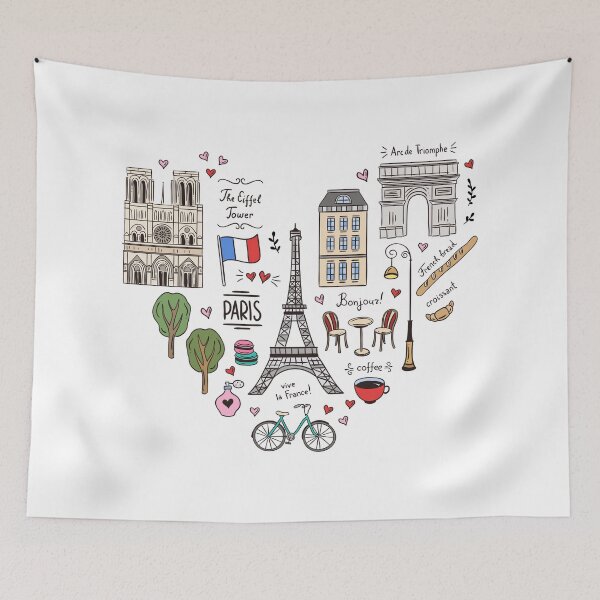 Item preview, Addicted To Paris Heart Shape Illustration  designed and sold by TeesMii.