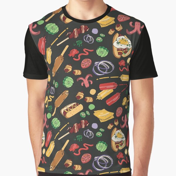 BBQ Hot Dog & Snacks Background Graphic T-Shirt