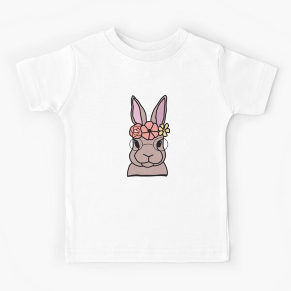 Girls Flower Crown Bunny Personalized Shirt Pink