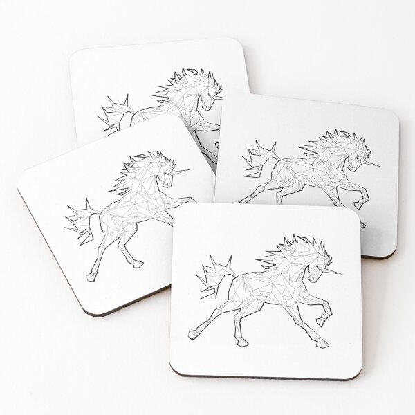 Item preview, Low polygon black line trotting unicorn designed and sold by mirrorimages.