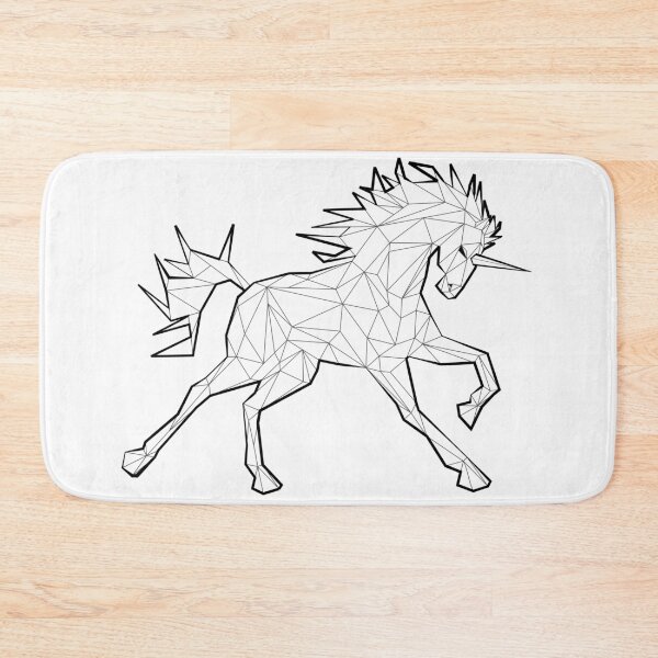 Item preview, Low polygon black line trotting unicorn designed and sold by mirrorimages.