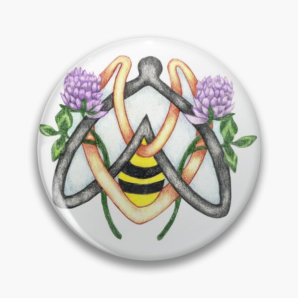 Item preview, Abstract Honeybee Design with Purple Clover Colored Pencil Hand Drawn Illustration designed and sold by PencilandBrush.
