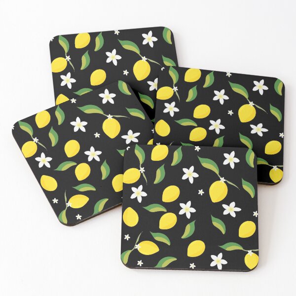 Item preview, Lemon berries fruits with leaves t-shirt pattern sketchbook on black background designed and sold by goldbergshop.