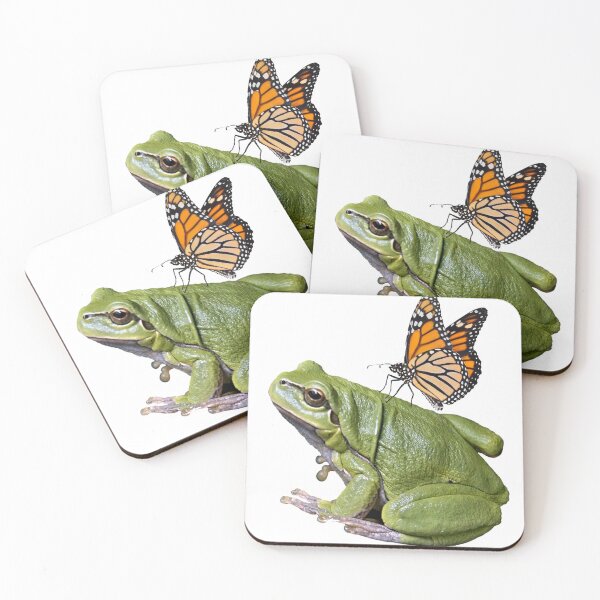 Item preview, MONARCH BUTTERFLY ALIGHTING ON FAT GREEN FROG designed and sold by sharlesart.