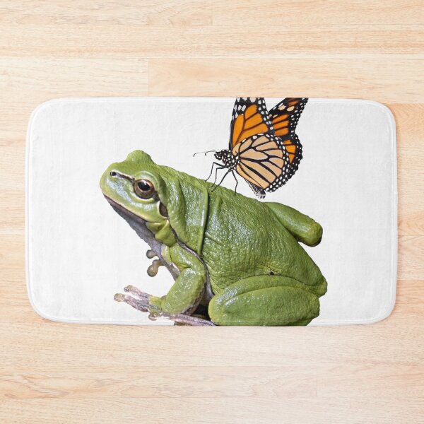 Item preview, MONARCH BUTTERFLY ALIGHTING ON FAT GREEN FROG designed and sold by sharlesart.