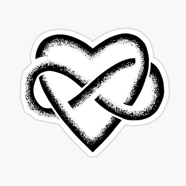 Black Infinity Heart Stipple Art (white) Sticker
