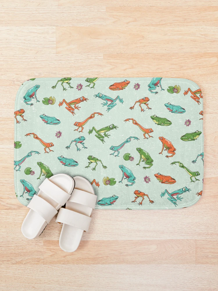 Thumbnail 1 of 6, Bath Mat, Colorful Frog pattern designed and sold by ekpatterns.