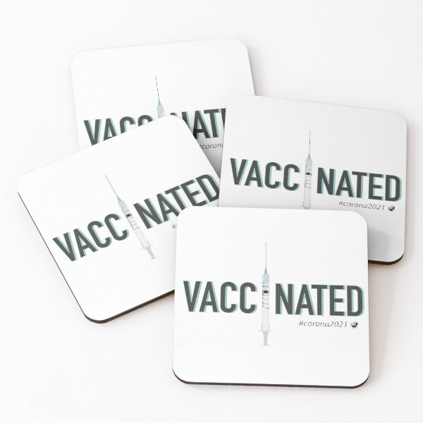 Item preview, Vaccinated inscription with a syringe illustration designed and sold by Alexandra Kueny.