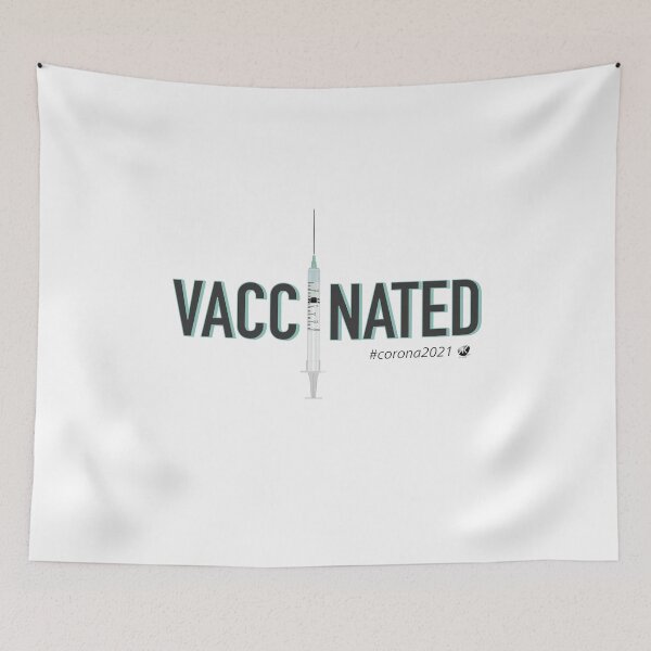 Item preview, Vaccinated inscription with a syringe illustration designed and sold by Alexandra Kueny.