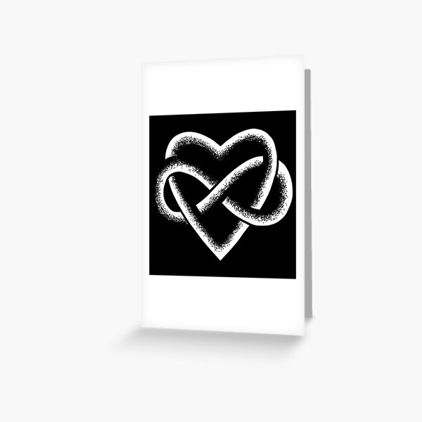 White Infinity Heart Stipple Art (black) Greeting Card