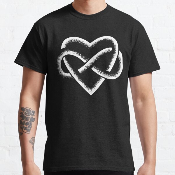 White Infinity Heart Stipple Art (black) Classic T-Shirt