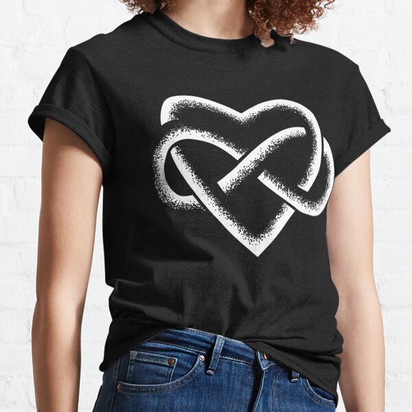 White Infinity Heart Stipple Art (black) Classic T-Shirt