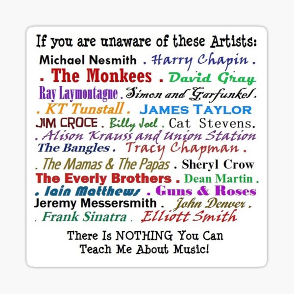 Music Artist List Sticker