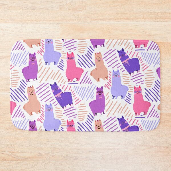Item preview, Llama/Alpaca - Cute Pink and Purple Cartoon Animal Pattern designed and sold by TheRainbowRoom.