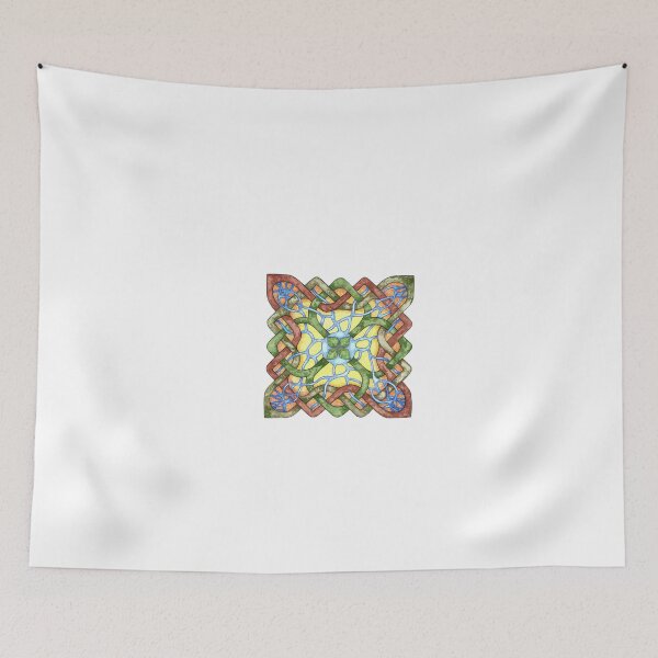 Item preview, Blue Brown Celtic Knotwork Earth Water Streams Colored Pencil Hand Drawn Illustration designed and sold by PencilandBrush.