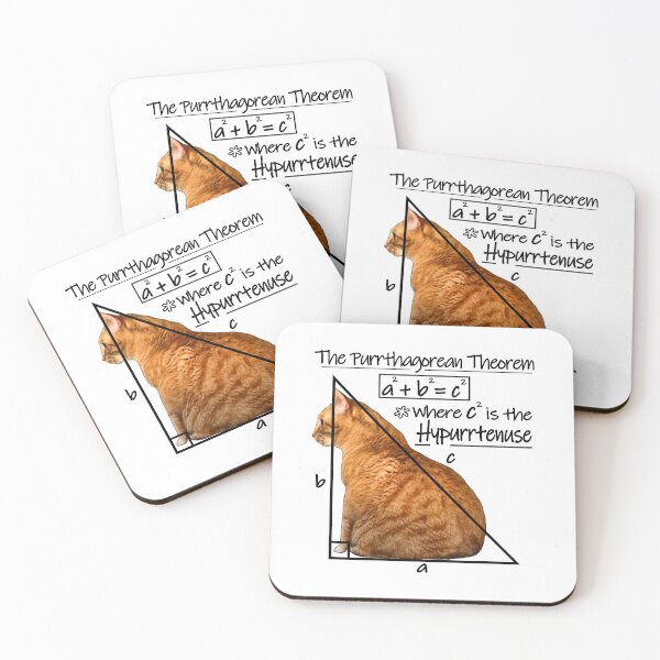 Item preview, Purrthagorean Theorem of the Hypurrtenuse (for lighter backgrounds) designed and sold by RawSunArt.