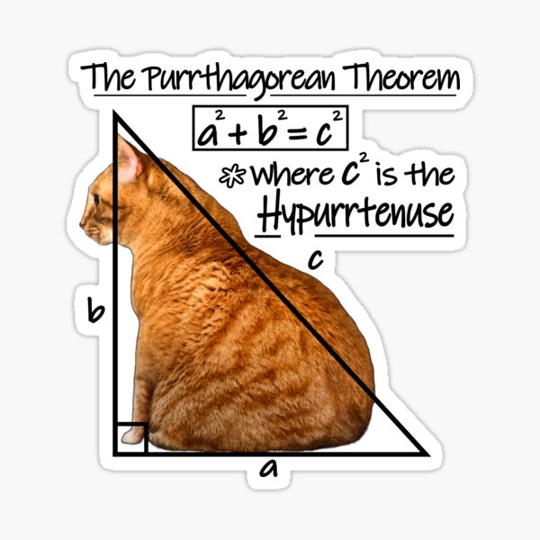 Item preview, Purrthagorean Theorem of the Hypurrtenuse (for lighter backgrounds) designed and sold by RawSunArt.