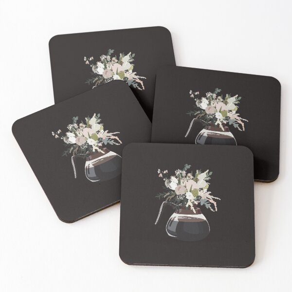 Item preview, Coffee Pot of Flowers - Black designed and sold by CaffeinatedVibe.
